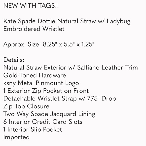 Kate Spade Dottie Embroidered Straw Wristlet - Picture 8 of 8